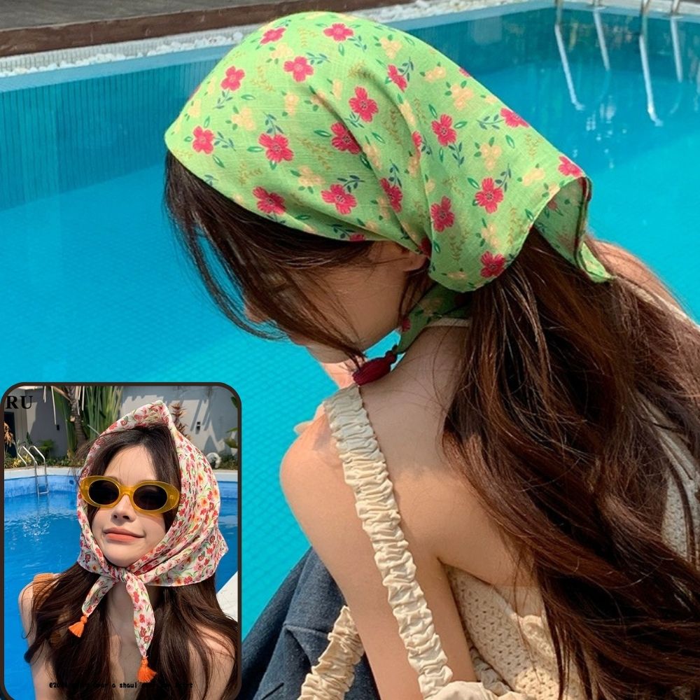 Bandana Cotton - Summer Scarf Colorful Flower Pattern Square