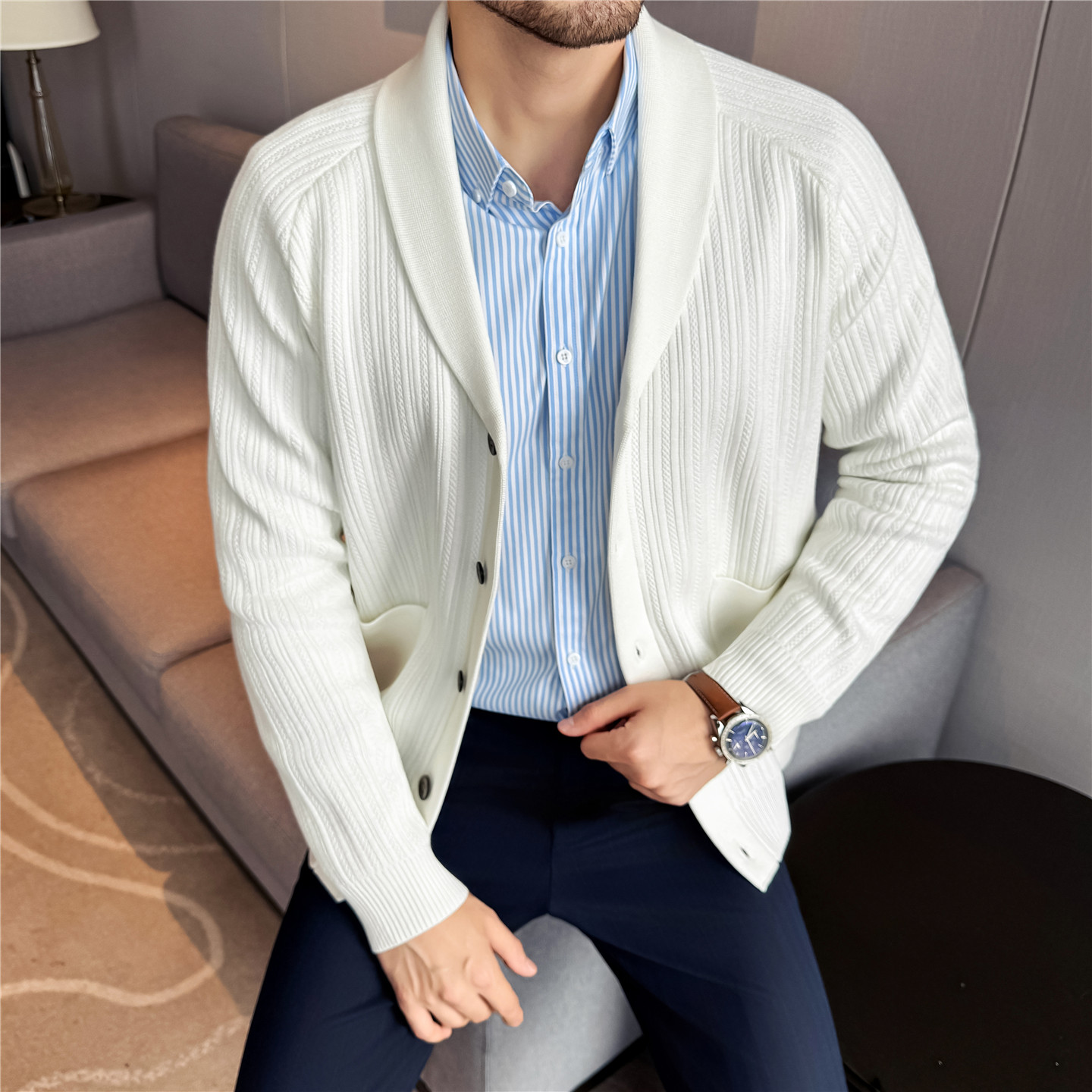 Men's Shawl Collar Knit Cardig – обзор и цена Muffler Men Wool