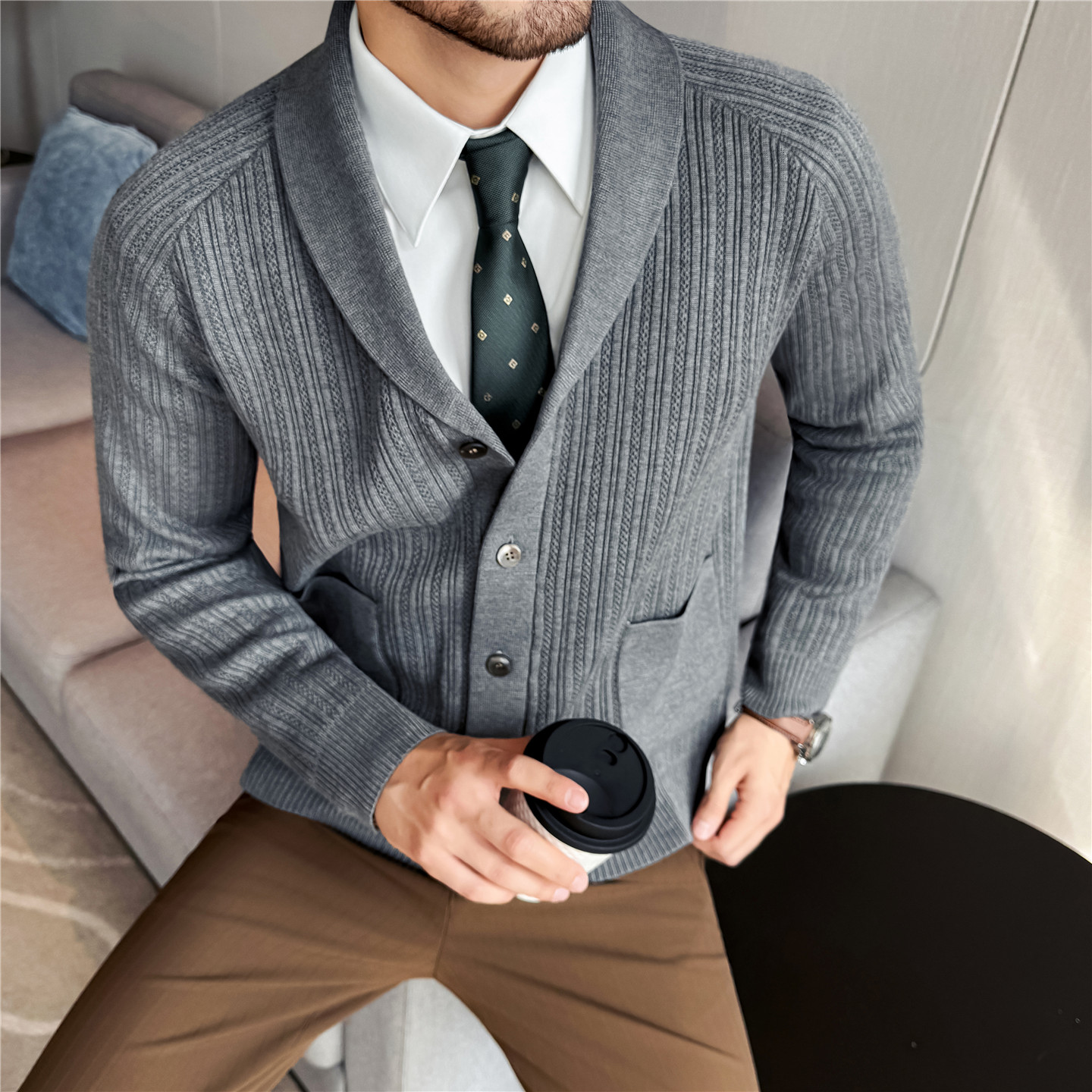 Men's Shawl Collar Knit Cardig – обзор и цена Muffler Men Wool