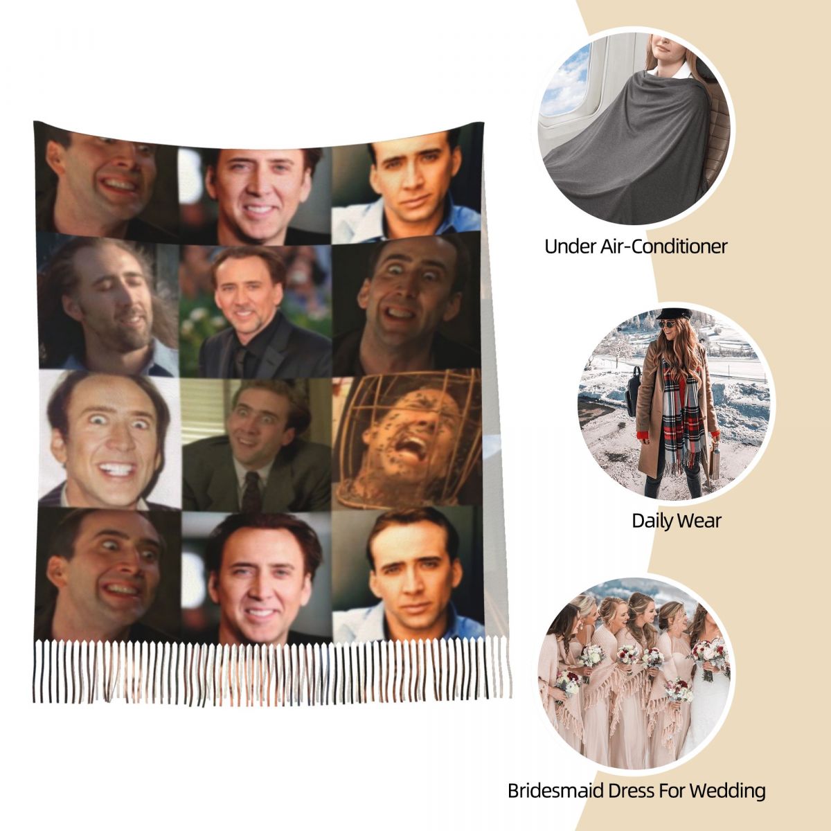 Nicolas Cage Funny Face Meme S – обзор и цена Pashmina Wrap Large