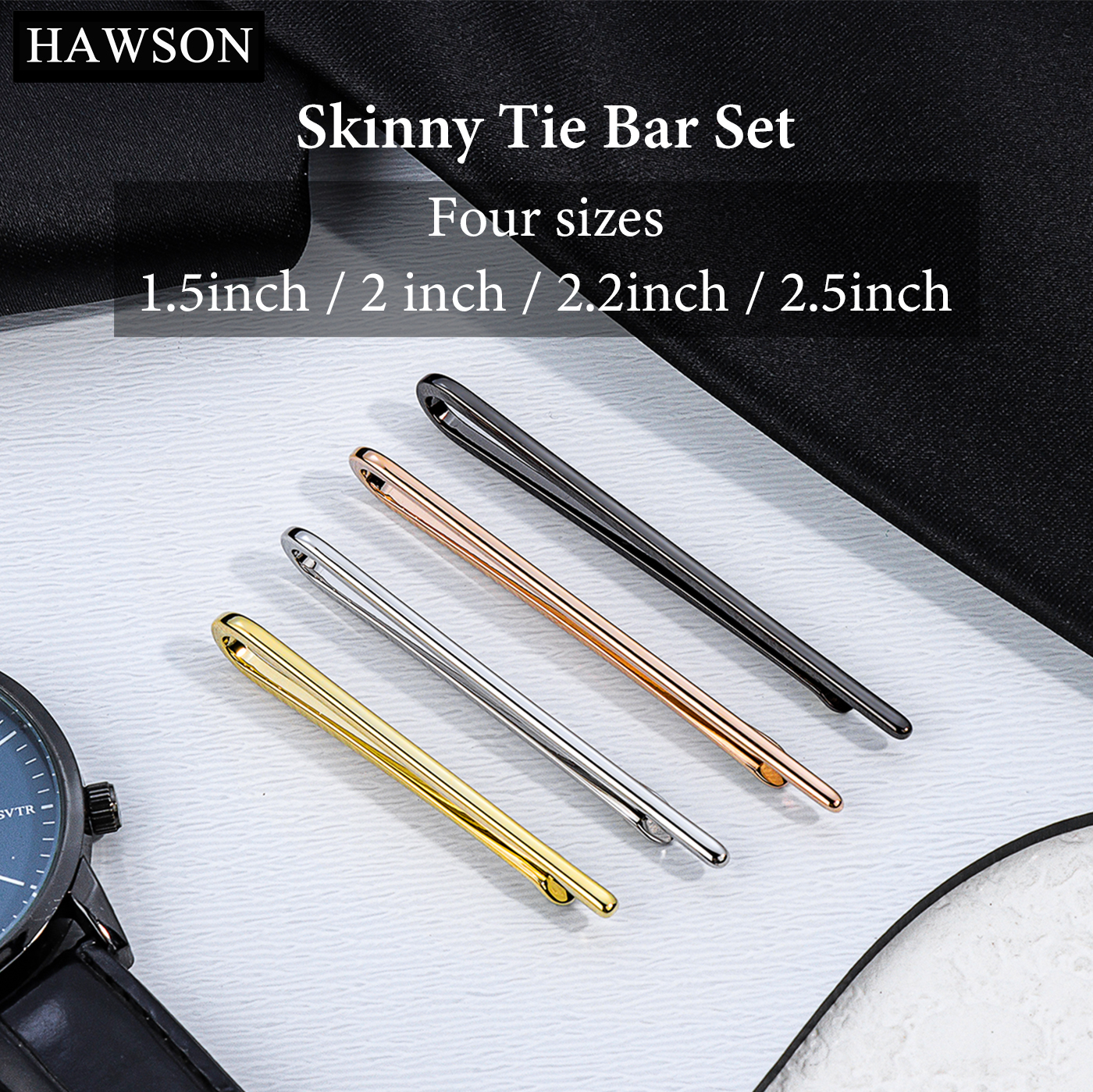HAWSON Tie Clips for Men 4Pcs  – обзор и цена Tie Bar Set Gift