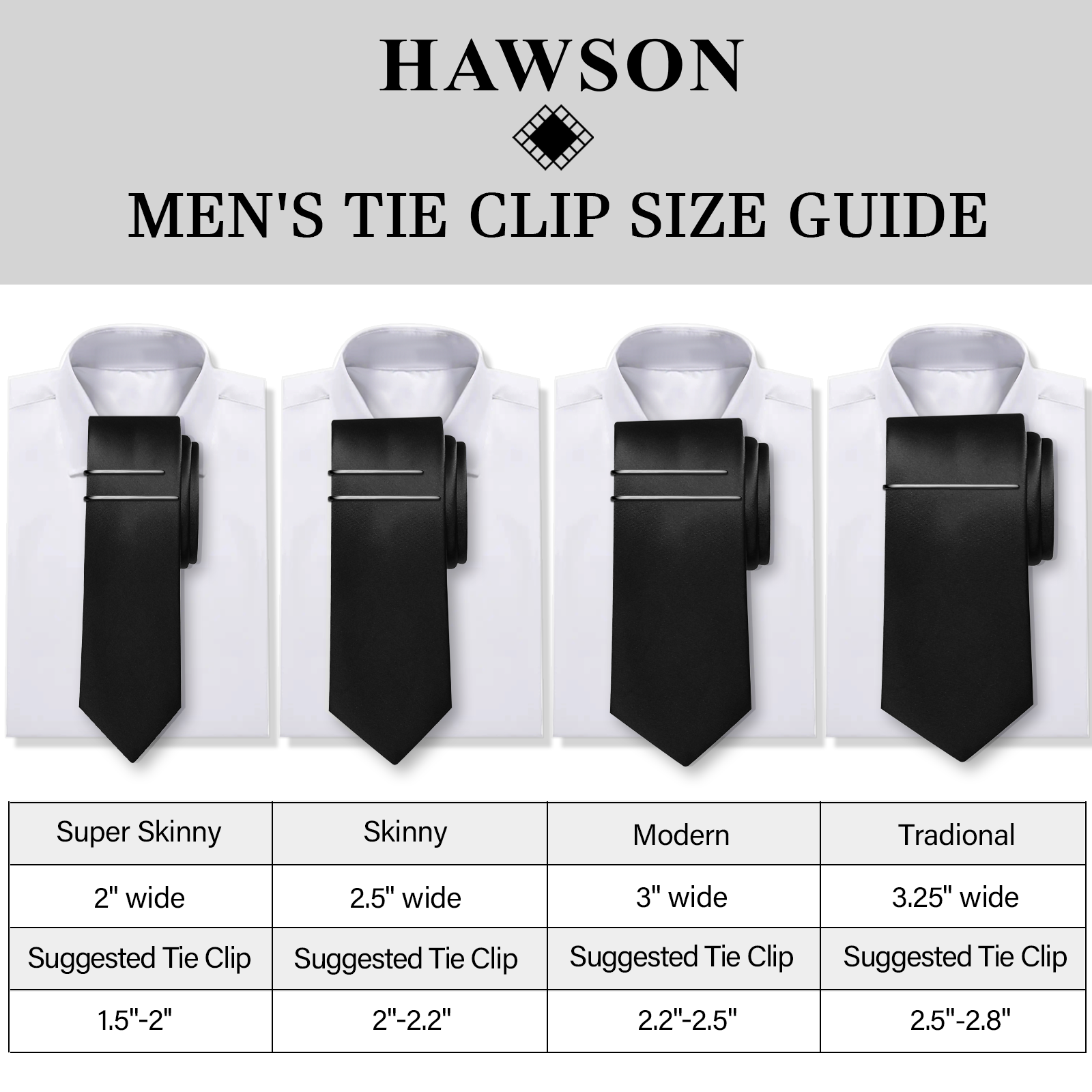 HAWSON Tie Clips for Men 4Pcs  – обзор и цена Tie Bar Set Gift