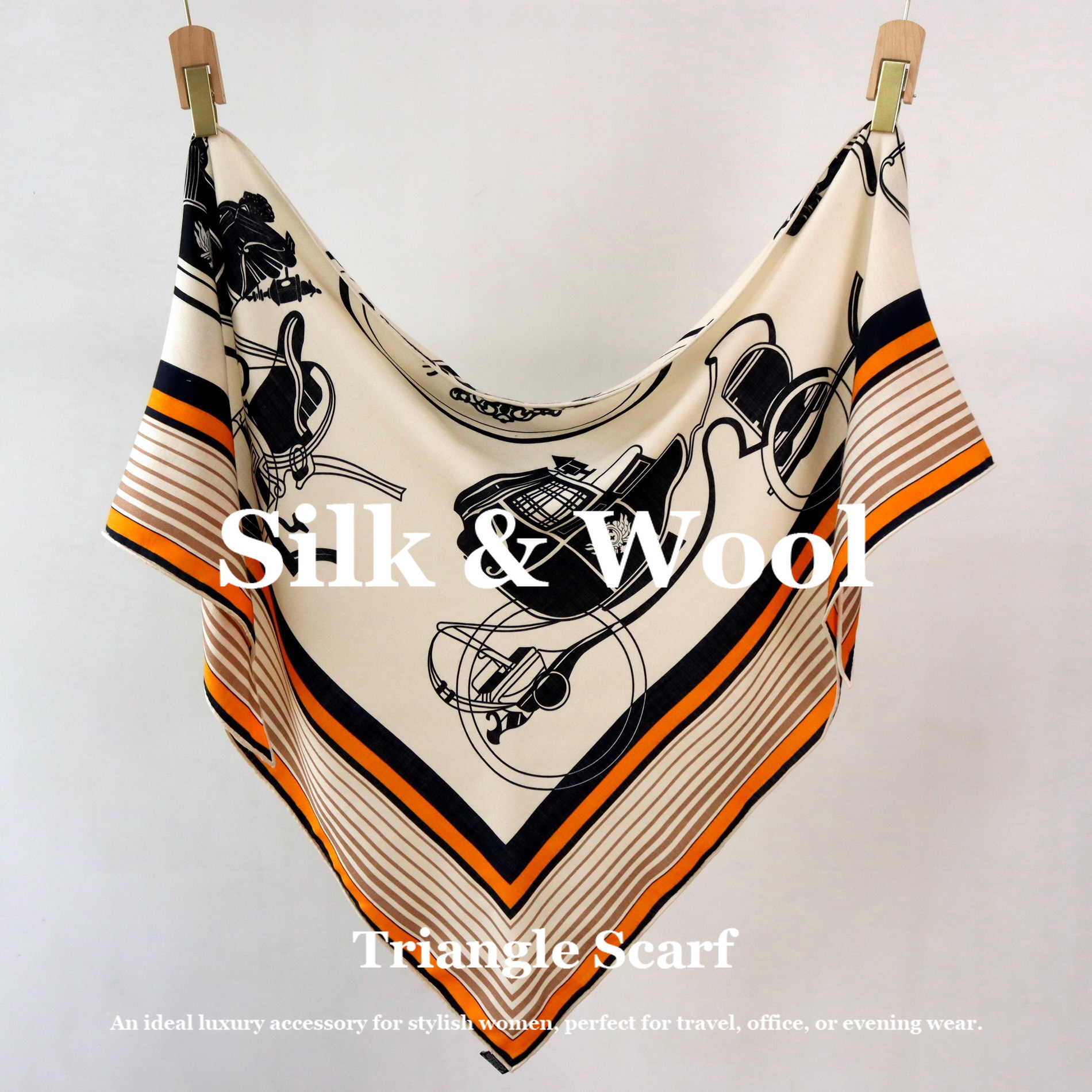 Vintage Equestrian Print Silk  – обзор и цена Pashmina Wrap Large