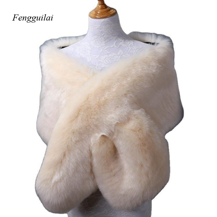 Women's White Faux Fur Shawl B – обзор и цена Stole Wedding Shawl
