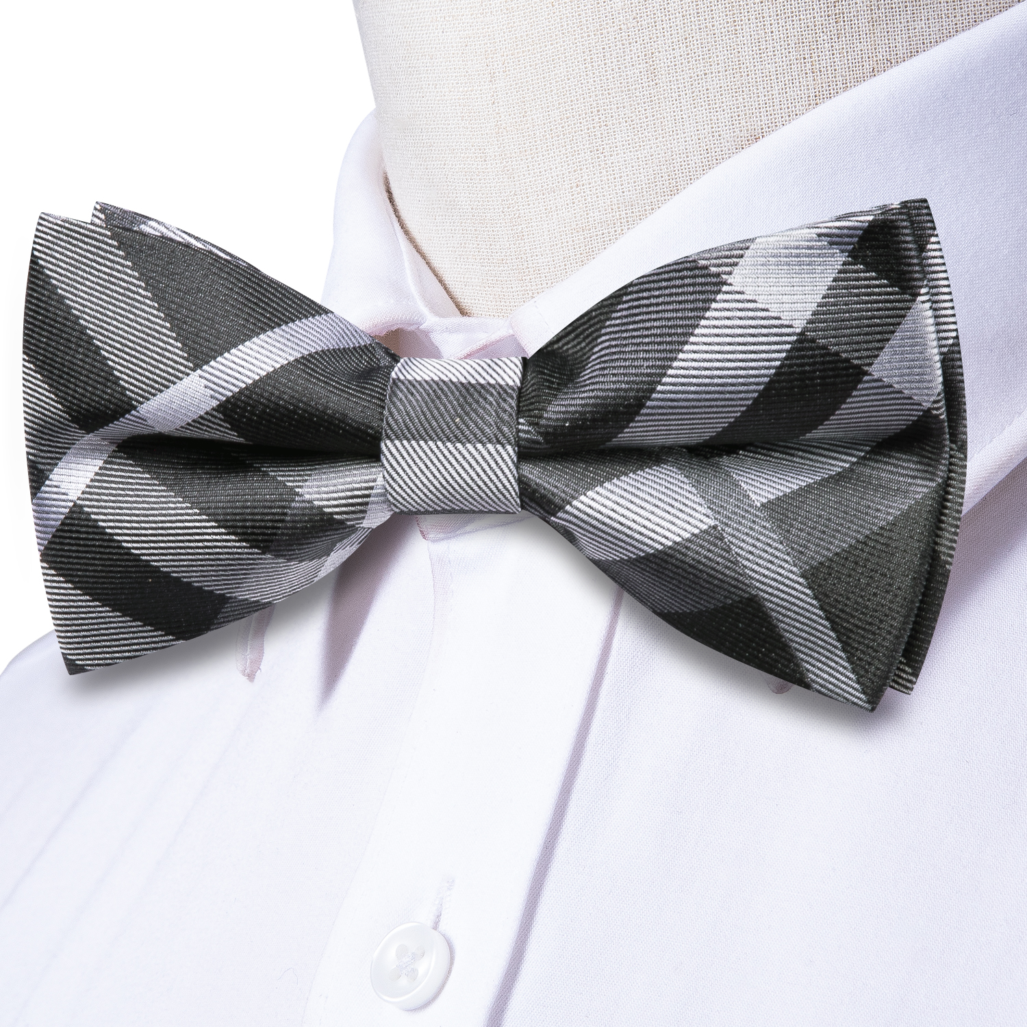 Hi-Tie Grey Plaid Jacquard Sil – обзор и цена Bow Tie Pre Tied