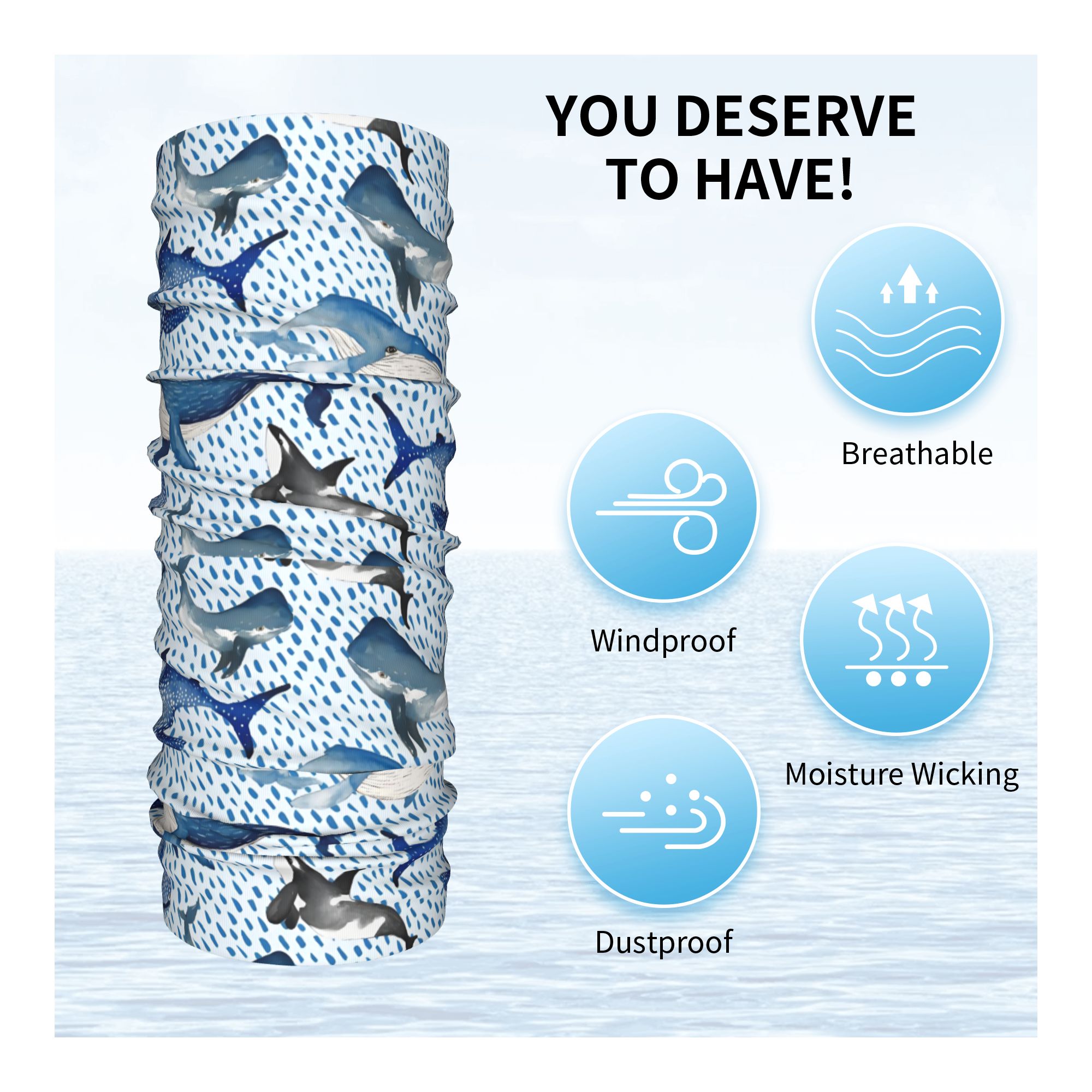 Custom Blue Watercolour Shark  – обзор и цена Neck Warmer Tube