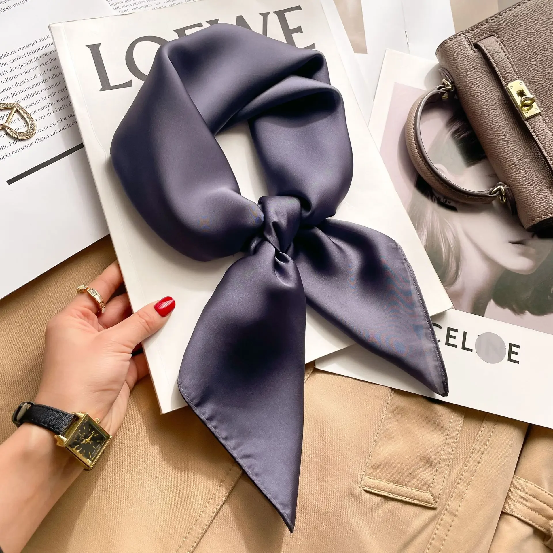 70cm Solid Colors Neckerchief  – обзор и цена Silk Neck Scarf
