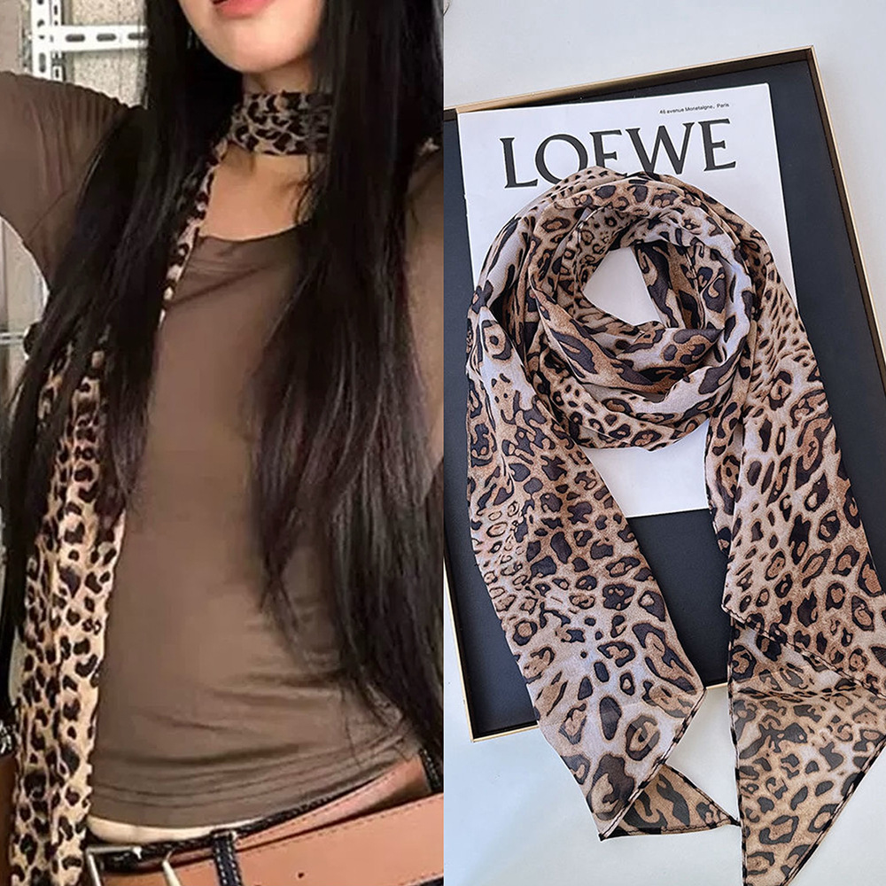 Leopard Small Long Silk Scarf  – обзор и цена Silk Tie Striped