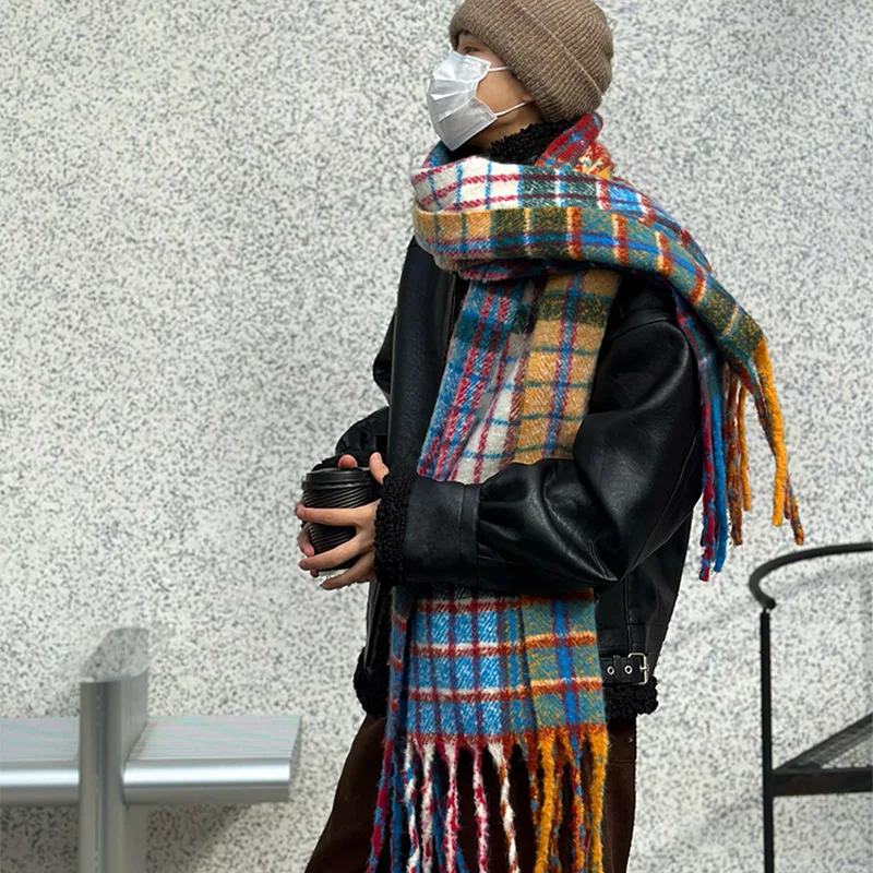 Vintage Colorful Plaid Cashmer – обзор и цена Muffler Men Wool