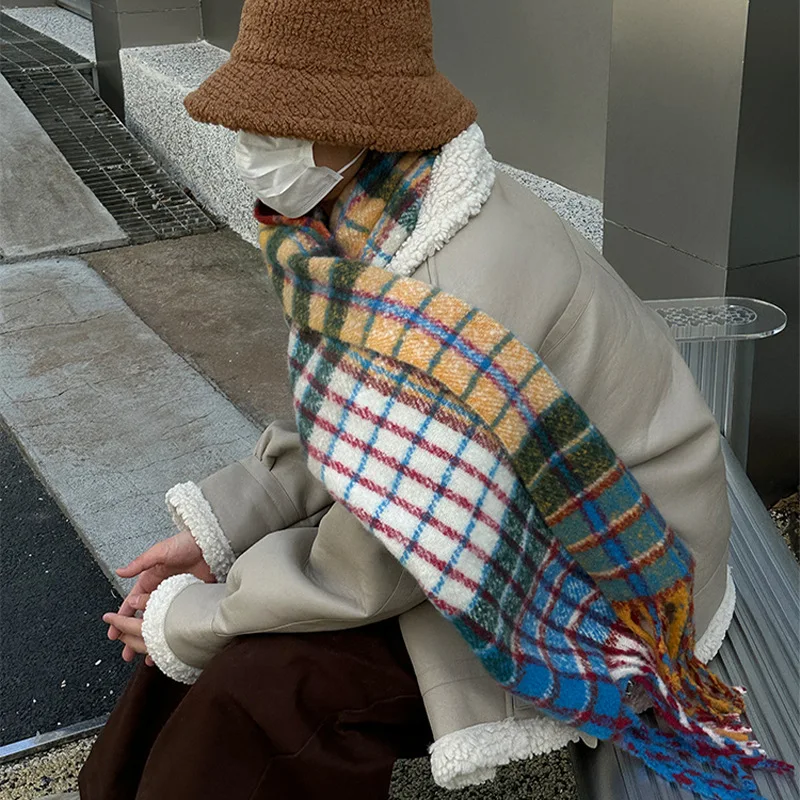 Vintage Colorful Plaid Cashmer – обзор и цена Muffler Men Wool