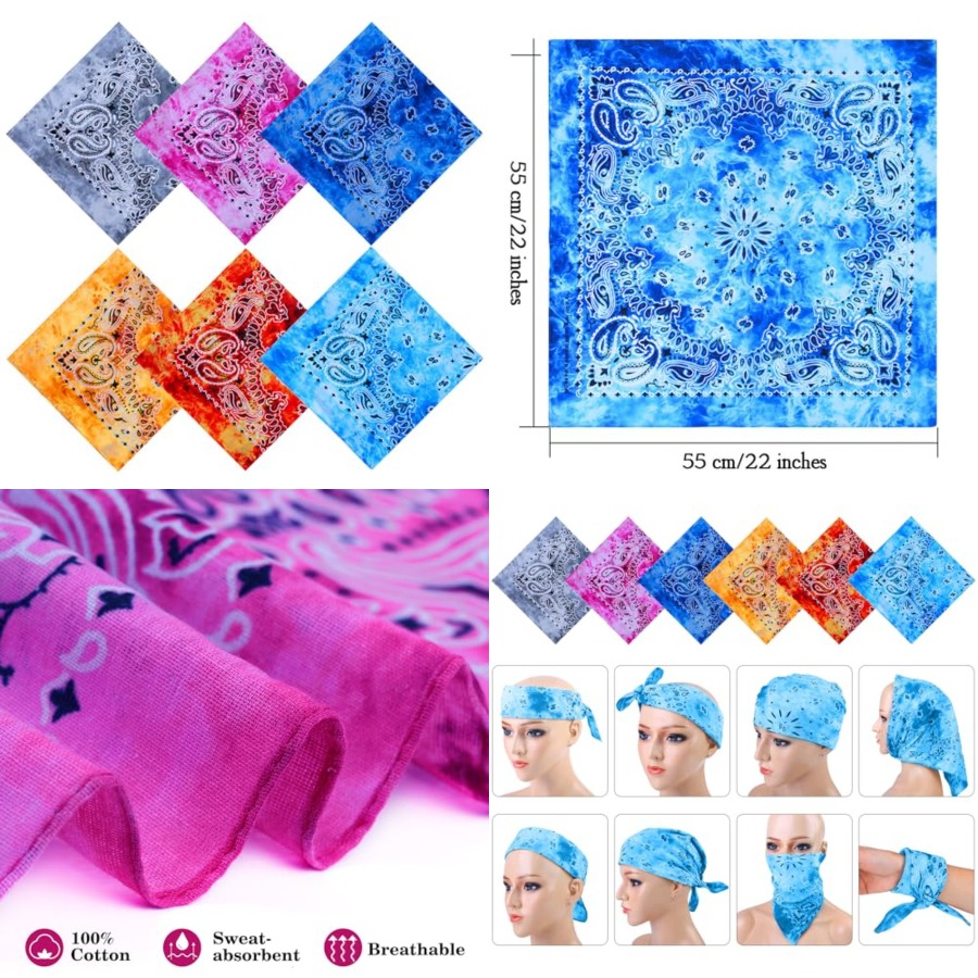 URATOT 6 Pack Tie Dye Bandana  – обзор и цена Handkerchief Cotton Men