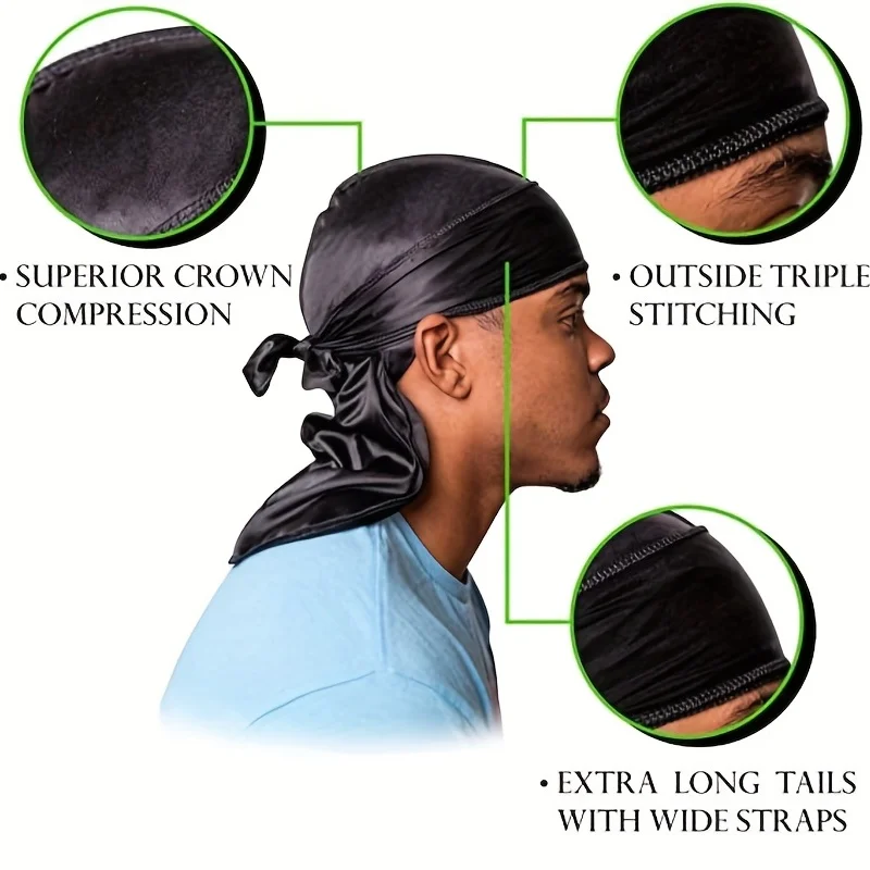 Men's Silk Durag Bonnet Bandan – обзор и цена Bandana Doo Rag