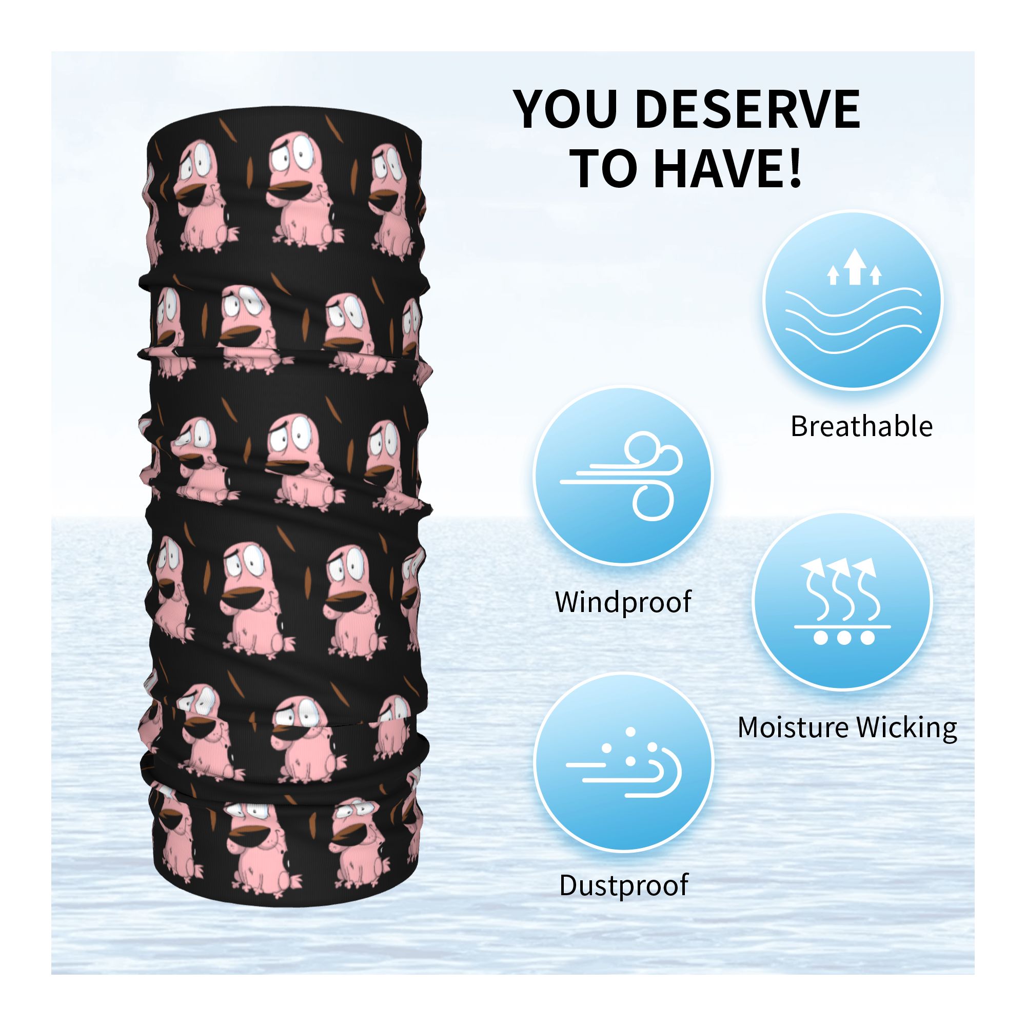 Custom Cartoon Courage Dog Win – обзор и цена Neck Warmer Tube