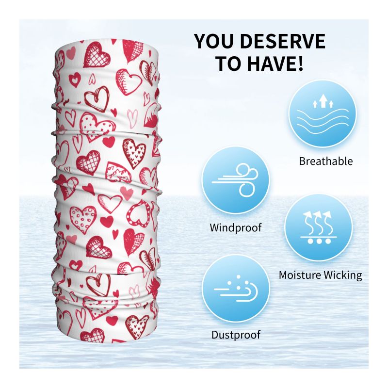 Pink Red Love Hearts Bandana N – обзор и цена Neck Warmer Tube