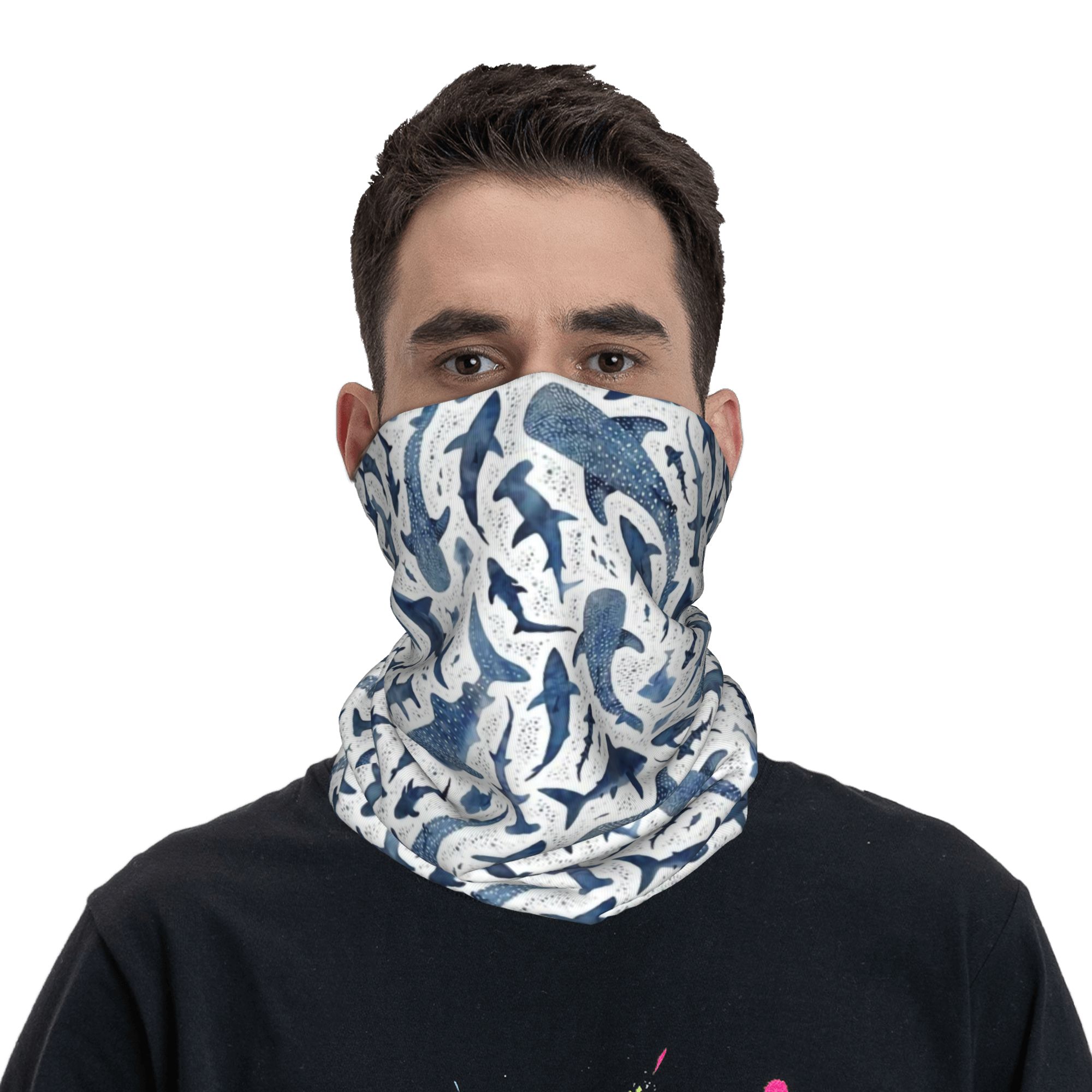 Custom Blue Watercolour Shark  – обзор и цена Neck Warmer Tube