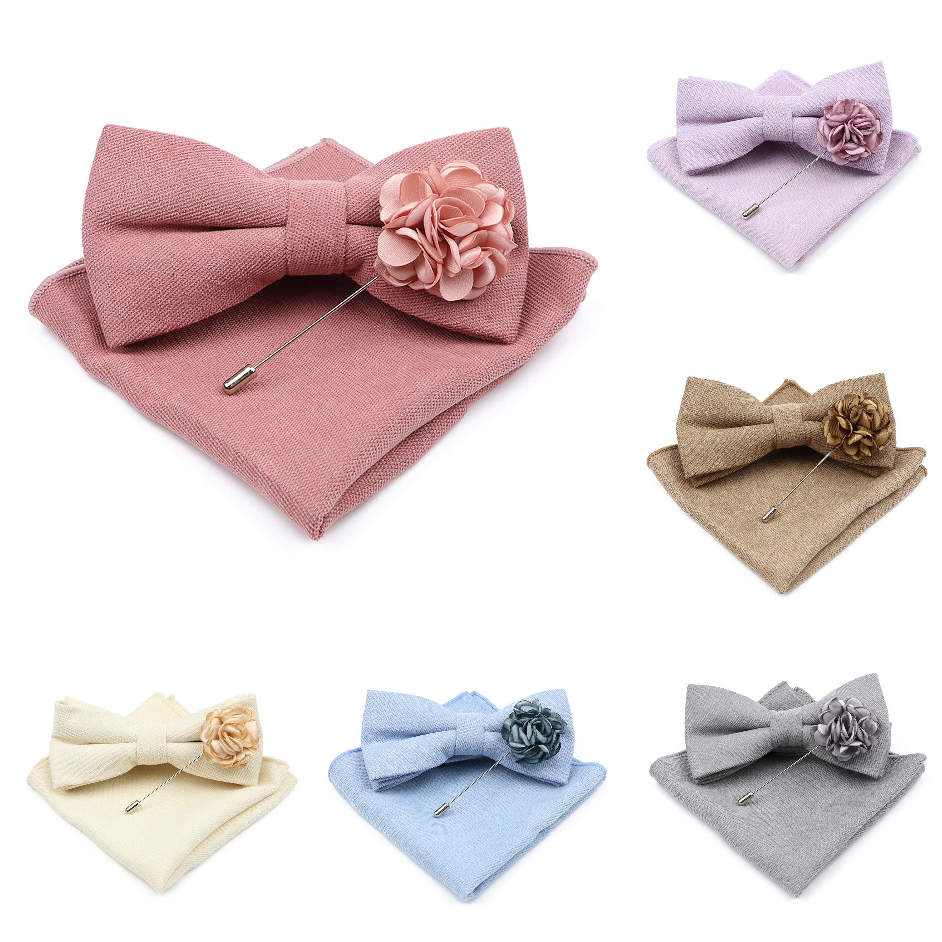 Mens Solid Color Cotton Bowtie – обзор и цена Handkerchief Cotton Men