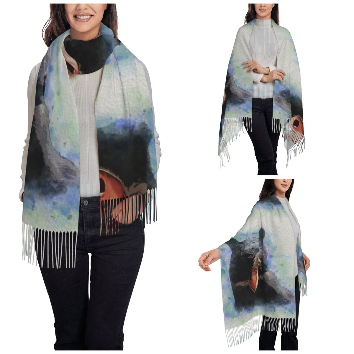 Cage Bear Watercolor Scarf for – обзор и цена Pashmina Wrap Large