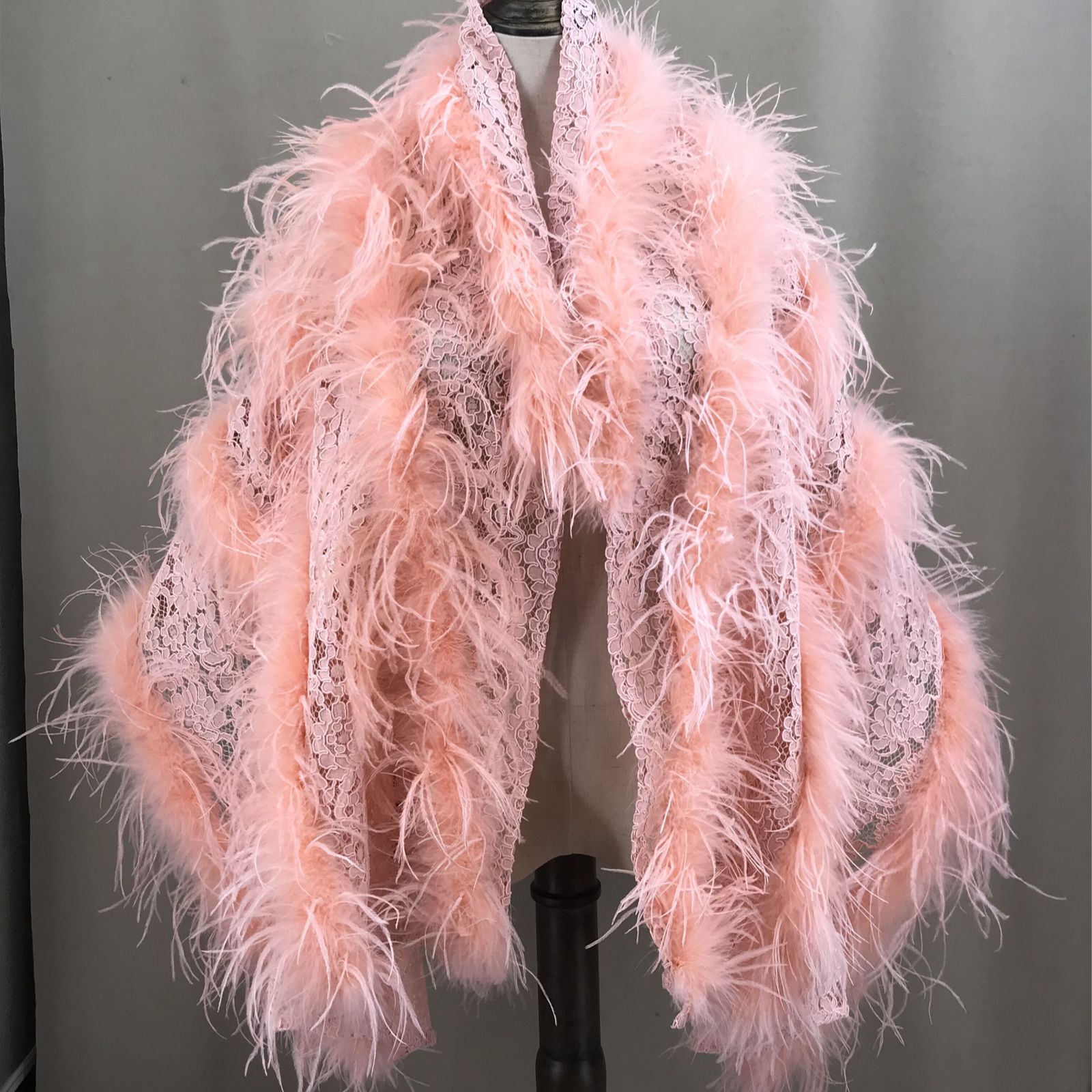 Real Ostrich Feather Lace Shaw – обзор и цена Stole Wedding Shawl