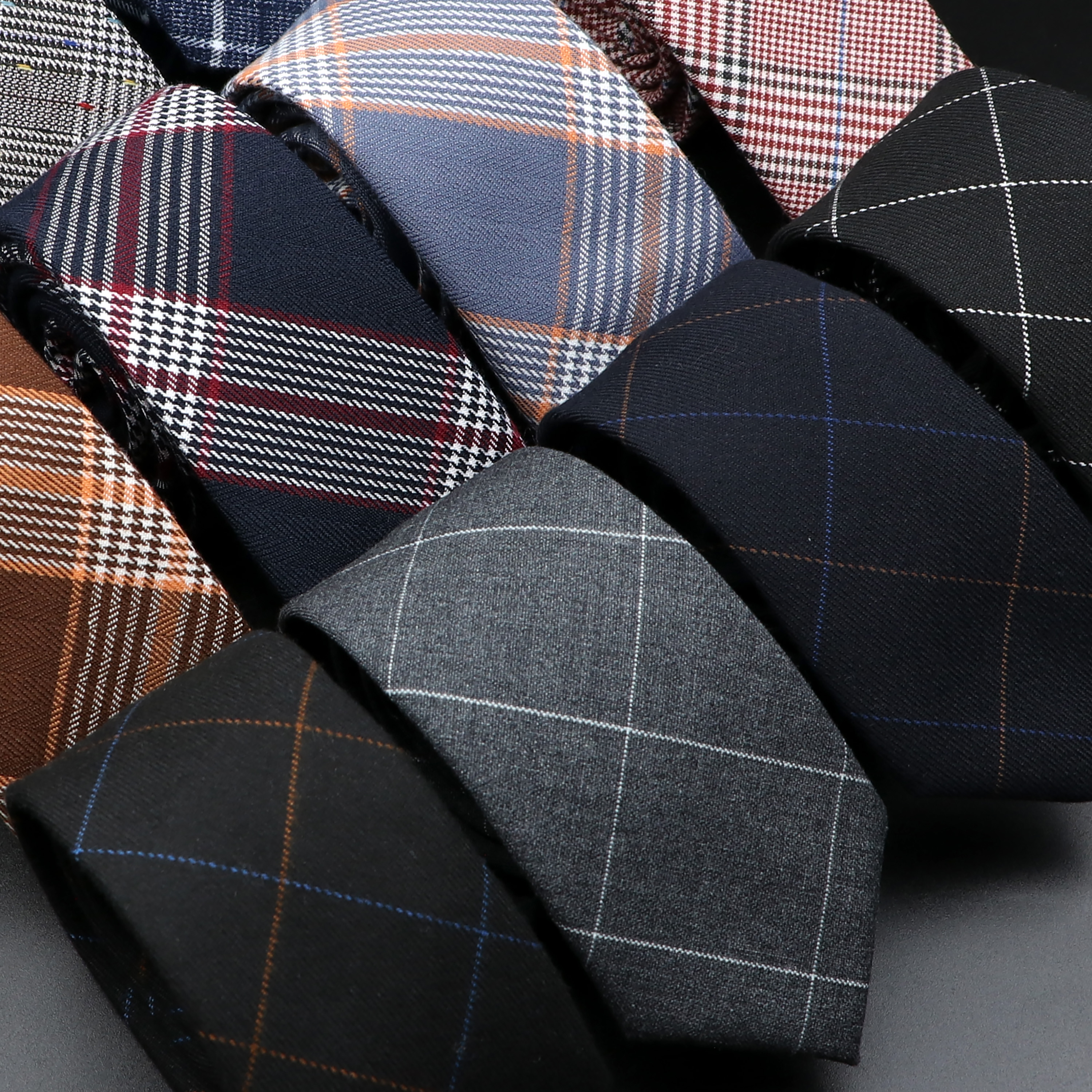 Classic Black Grey Plaid Cotto – обзор и цена Skinny Tie Men