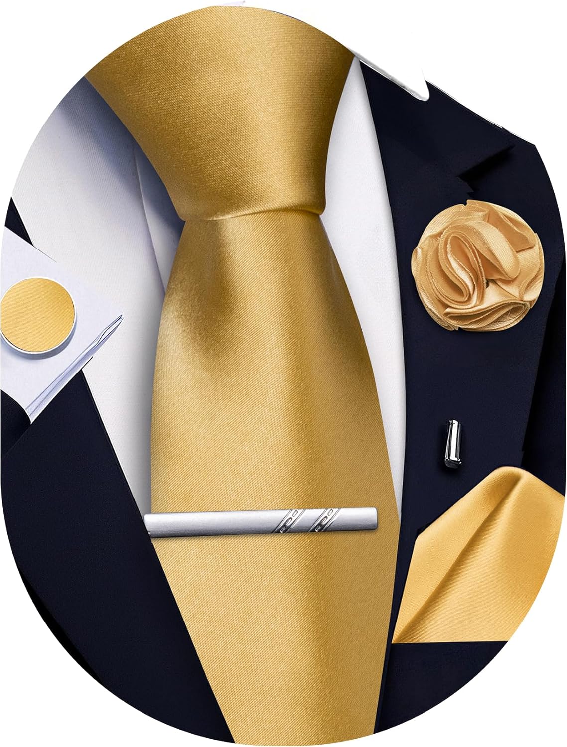 5Pcs Men's Silk Satin Tie Set  – обзор и цена Pocket Square Set