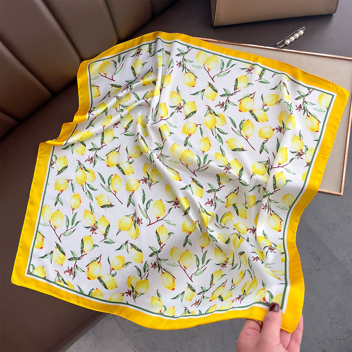 2025 New Yellow Lemon Print Sq – обзор и цена Face Scarf Mask