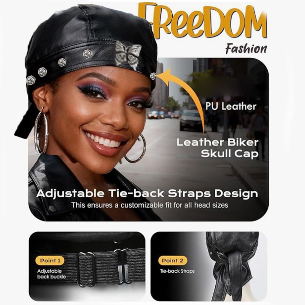 PU Leather Black Biker Cap Doo – обзор и цена Bandana Doo Rag