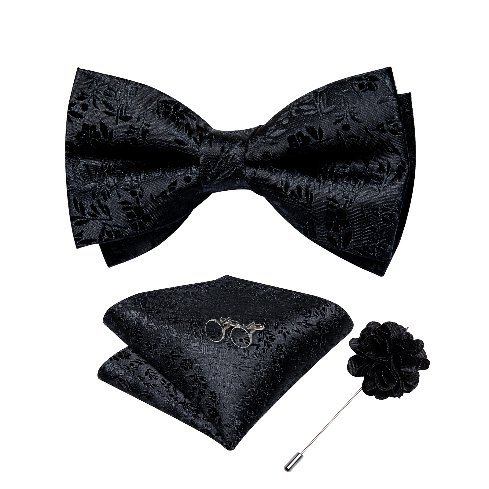 4Pcs Black Solid Floral Men's  – обзор и цена Bow Tie Pre Tied