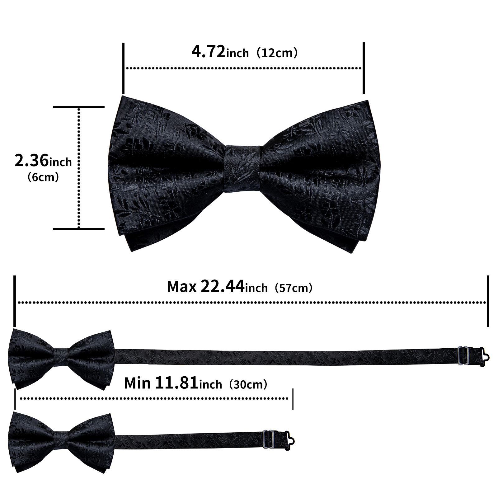 4Pcs Black Solid Floral Men's  – обзор и цена Bow Tie Pre Tied