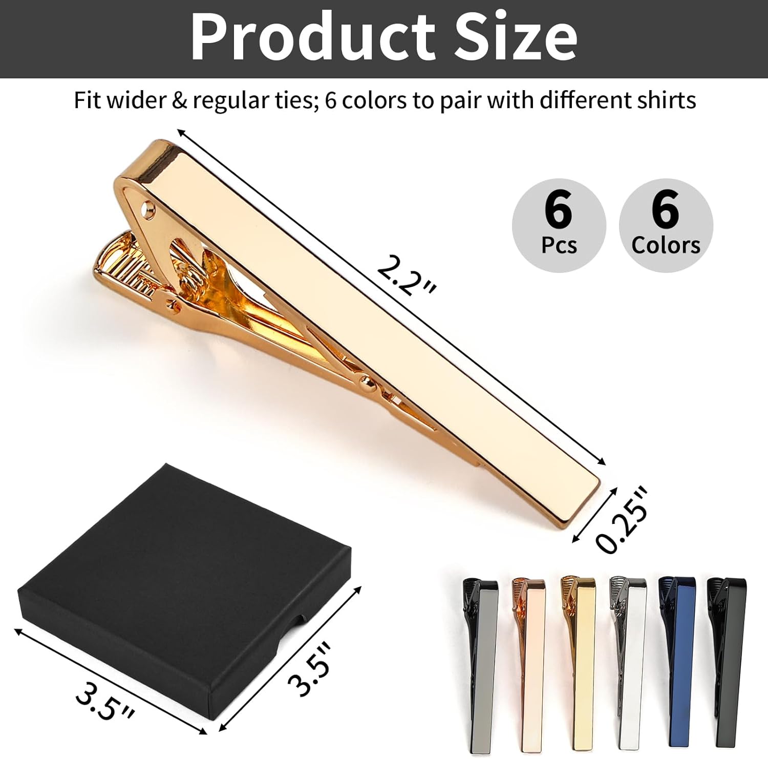 6 Tie Clips for Men, Classic S – обзор и цена Tie Bar Set Gift