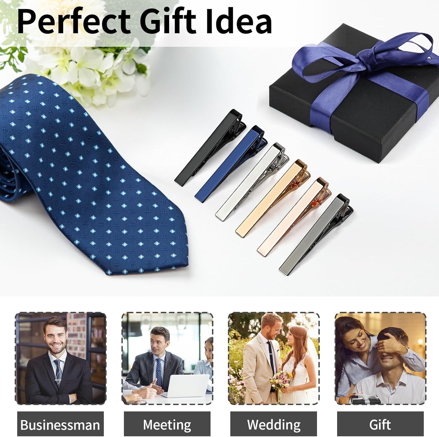 6 Tie Clips for Men, Classic S – обзор и цена Tie Bar Set Gift