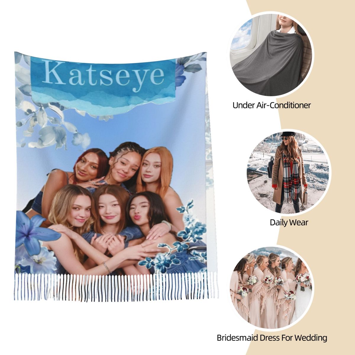 Katseye Kpop Scarf for Women W – обзор и цена Pashmina Wrap Large