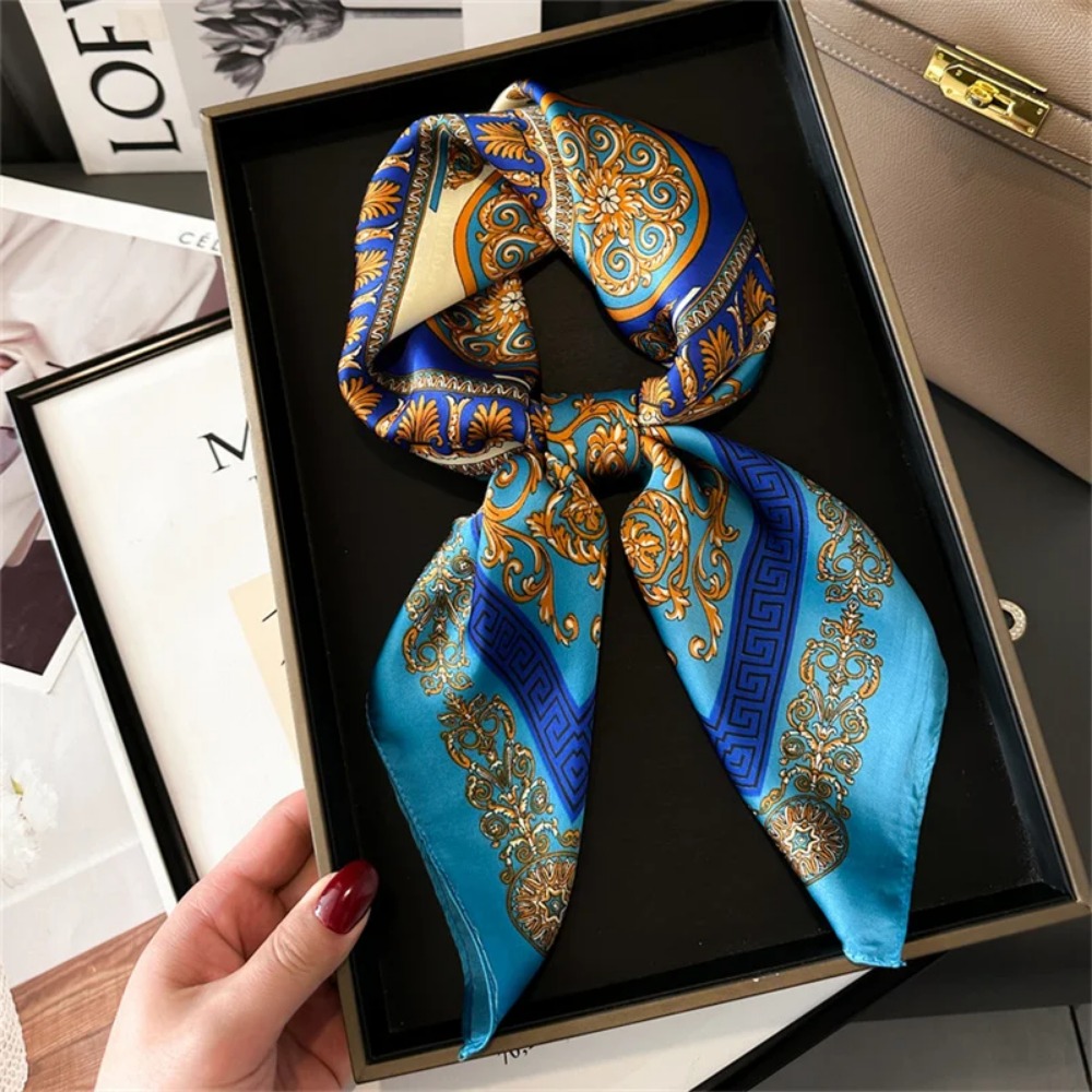 Women 70x70cm Printed Silk Pas – обзор и цена Ascot Neck Scarf