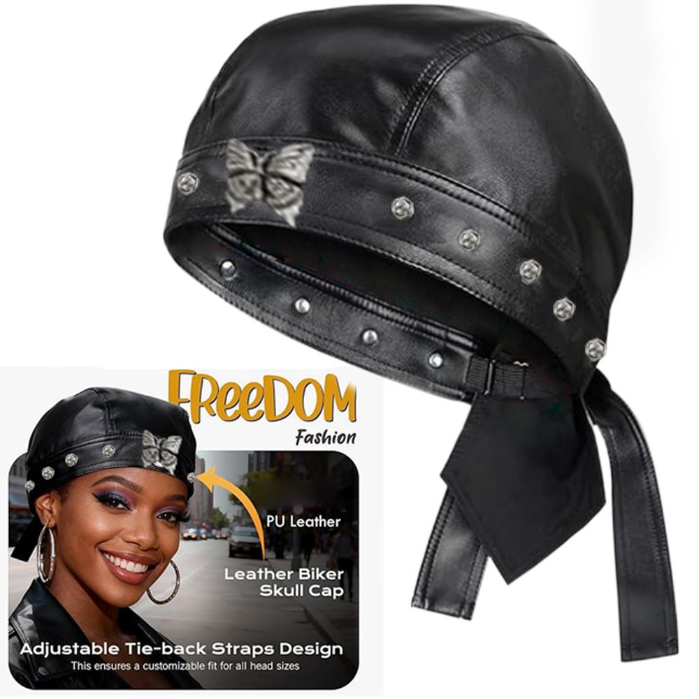 New PU Leather Black Biker Cap – обзор и цена Bandana Doo Rag