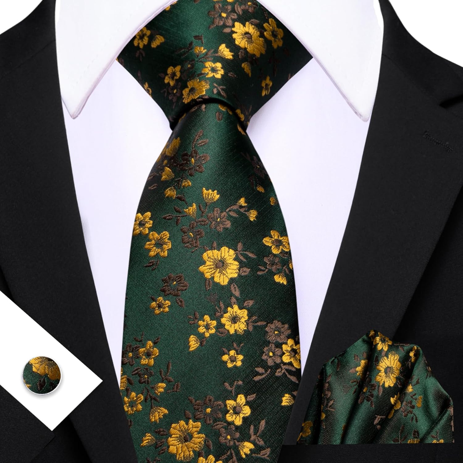 Men's Floral Paisley Silk Tie  – обзор и цена Pocket Square Set